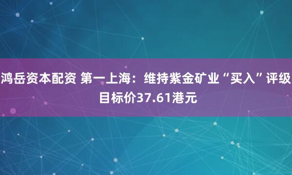 鸿岳资本配资 第一上海：维持紫金矿业“买入”评级 目标价37.61港元