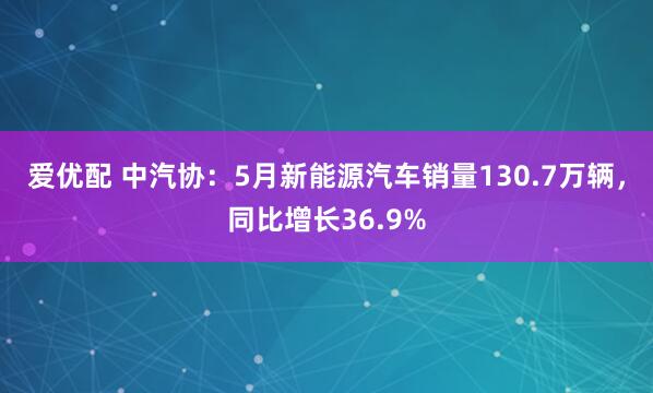 爱优配 中汽协：5月新能源汽车销量130.7万辆，同比增长36.9%
